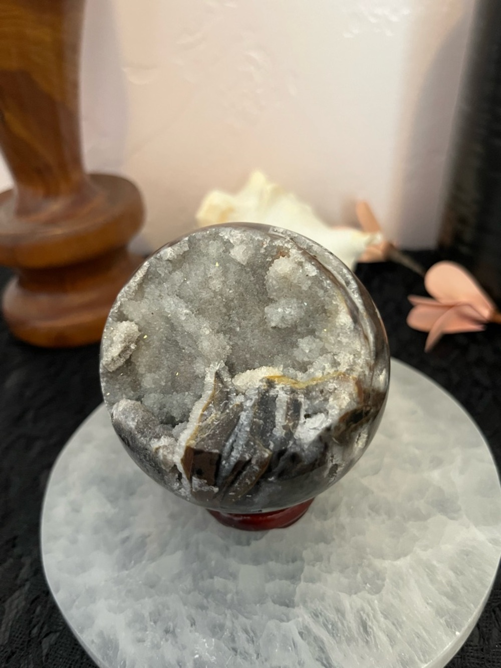 Natural Gray Geode Crystal Sphere - Home Accents